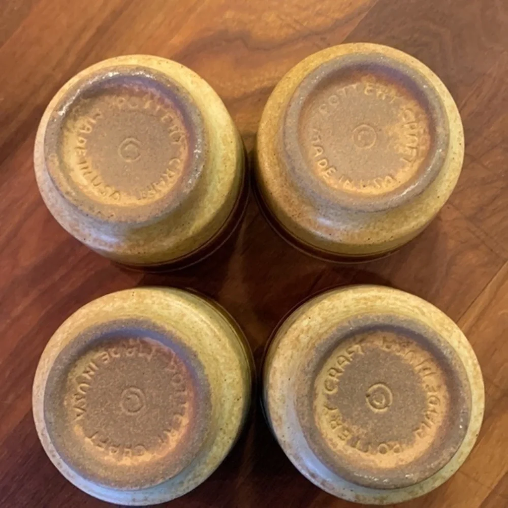 Pottery set of 4 sipping goblets made in the USA CRAFT pottery like new